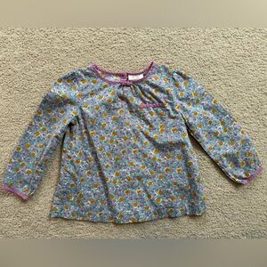 Mini Boden Floral Long Sleeve Top 2-3Y Teal Purple Orange Print